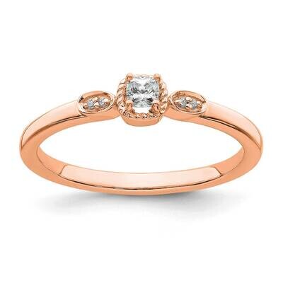 Rope Edge Petite 1/15 Carat Cushion-Cut Diamond Complete Promise/Engagement Ring 14k Rose Gold RM77…