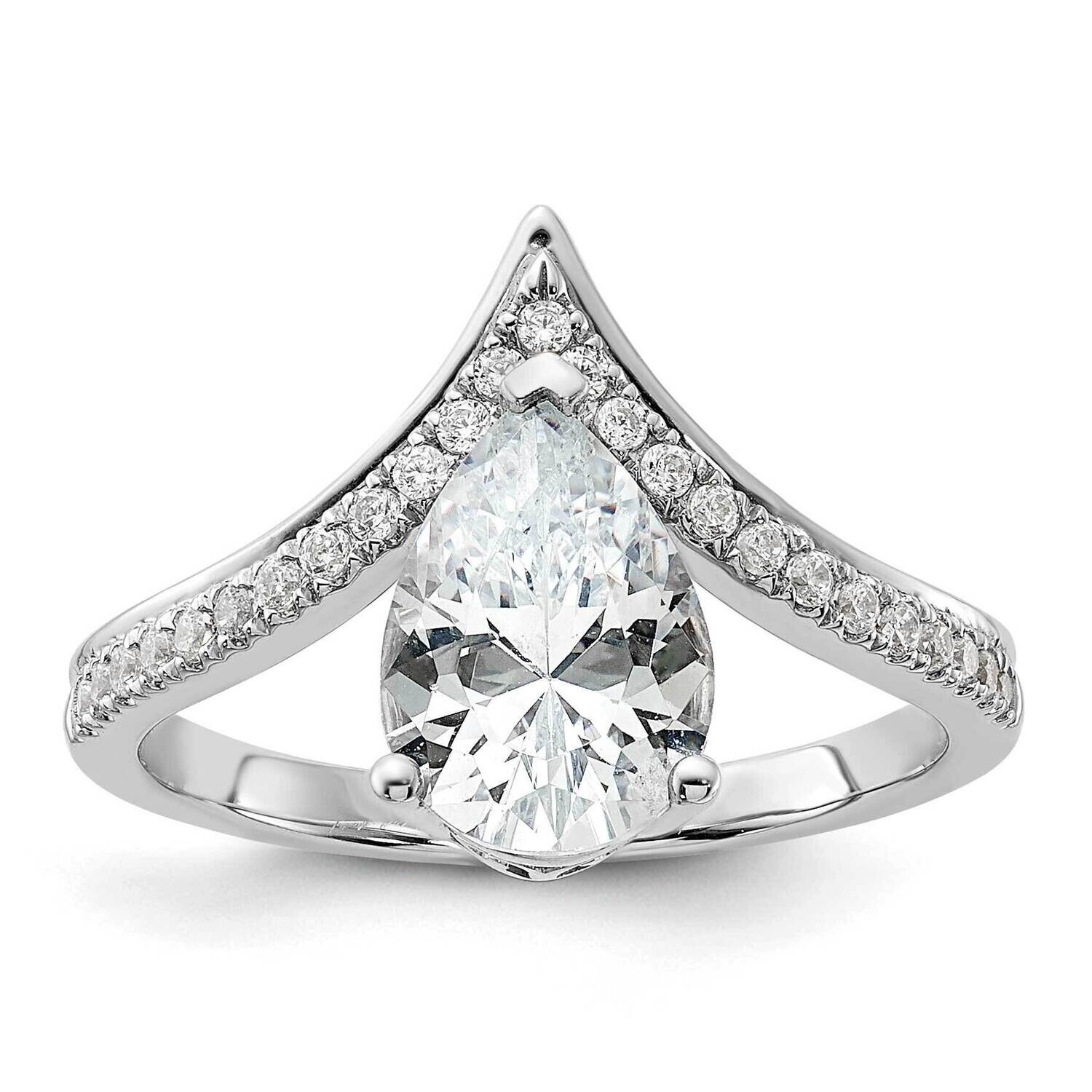Asymmetric Holds 1.5 Carat 10X6.4mm Pear Center 1/5 Carat Diamond Semi-Mount Engagement Ring 14k Wh…