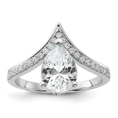 Asymmetric Holds 1.5 Carat 10X6.4mm Pear Center 1/5 Carat Diamond Semi-Mount Engagement Ring 14k Wh…