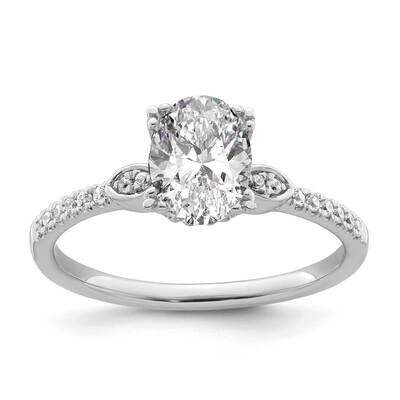 Holds 1 Carat 8.00X6.1mm Oval Center 1/6 Carat Diamond Semi-Mount Engagement Ring 14k White Gold RM…