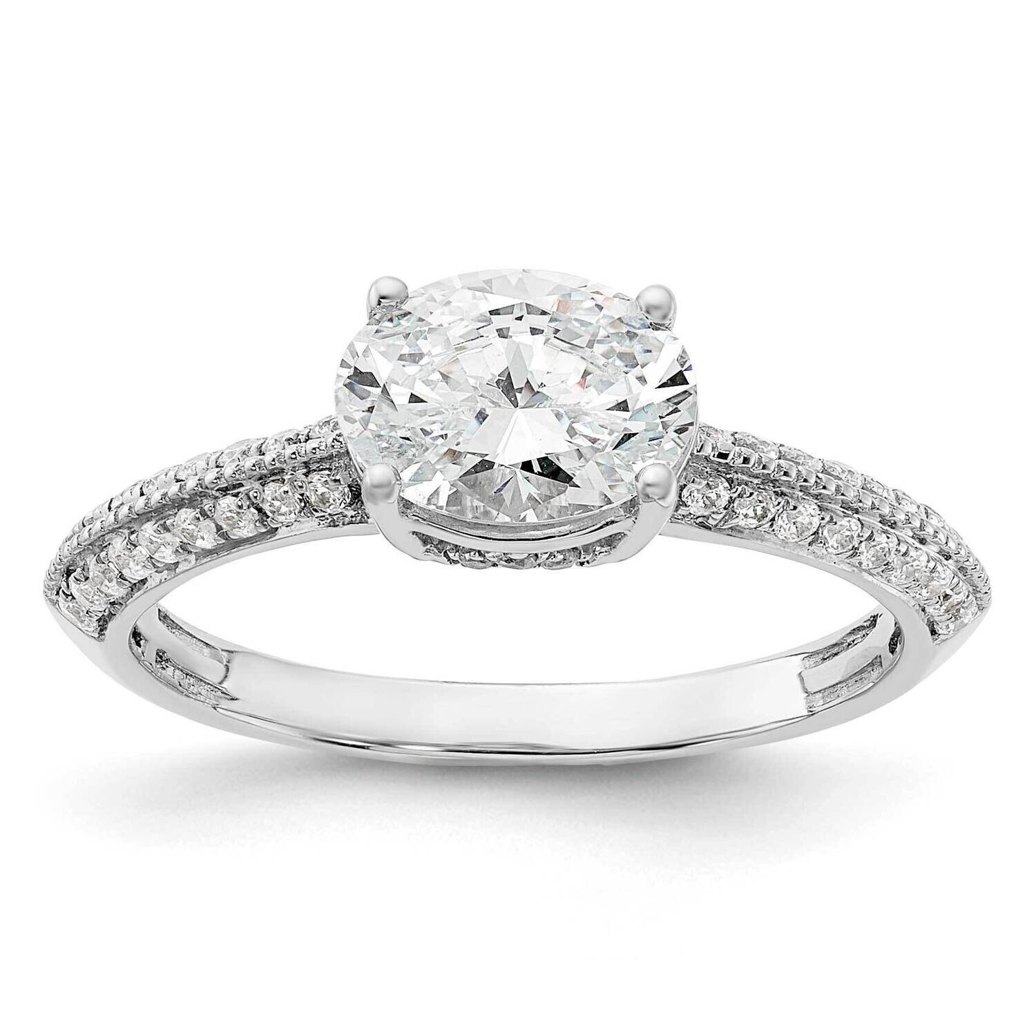 East West Holds 1 Carat 8.00X6.1mm Oval Center 1/4 Carat Diamond Semi-Mount Engagement Ring 14k Whi…