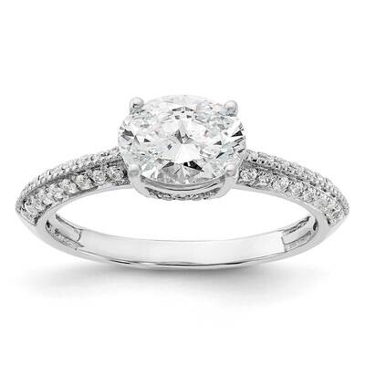 East West Holds 1 Carat 8.00X6.1mm Oval Center 1/4 Carat Diamond Semi-Mount Engagement Ring 14k Whi…