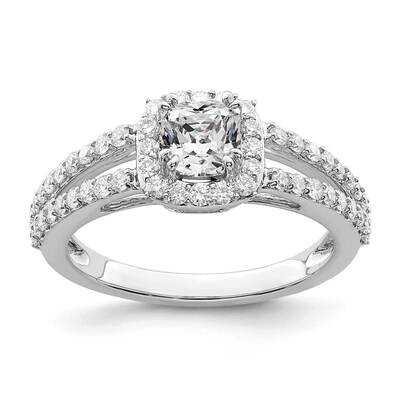 Halo Plus Holds 1/2 Carat 4.8mm Cushion Center 1/2 Carat Diamond Semi-Mount Engagement Ring 14k Whi…