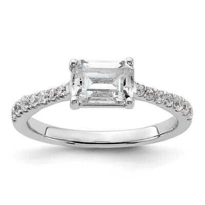 East West Holds 1 Carat 6.9X5.2mm Emerald-Cut Center 1/4 Carat Diamond Semi-Mount Engagement Ring 1…