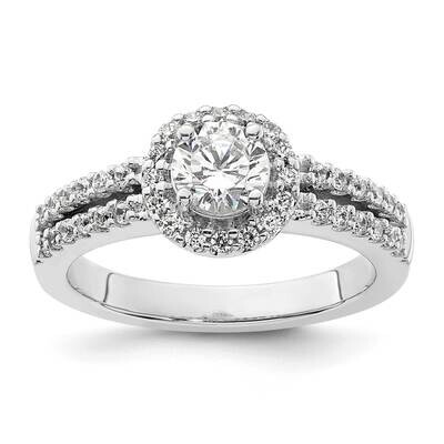 Halo Plus Holds 3/4 Carat 5.2mm Round Center 3/8 Carat Diamond Semi-Mount Engagement Ring 14k White…