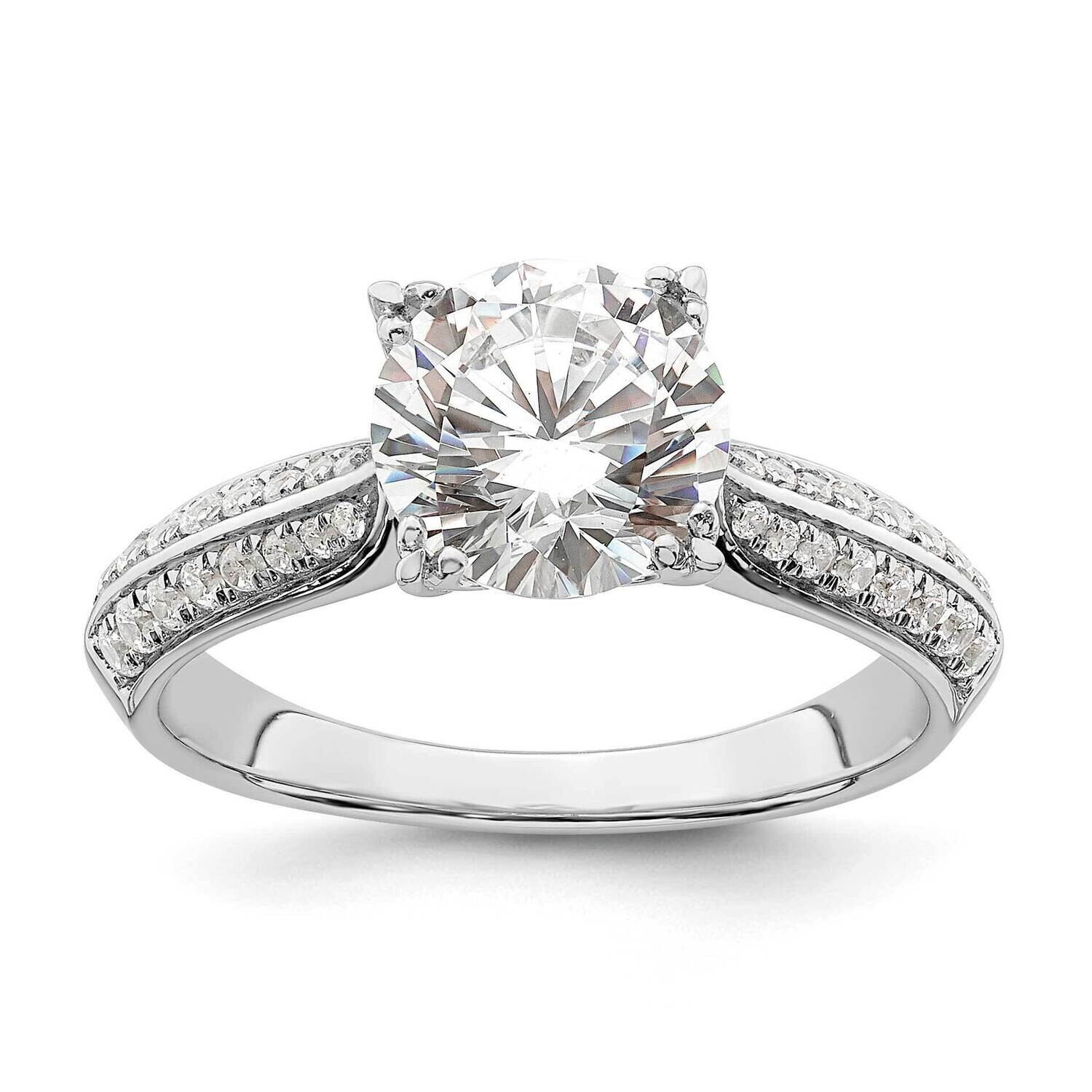 Holds 2 Carat 8.2mm Round Center 1/4 Carat Diamond Semi-Mount Engagement Ring 14k White Gold RM7825…