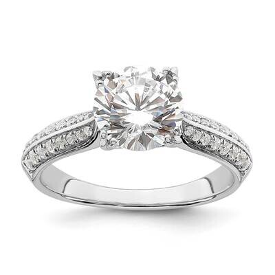 Holds 2 Carat 8.2mm Round Center 1/4 Carat Diamond Semi-Mount Engagement Ring 14k White Gold RM7825…