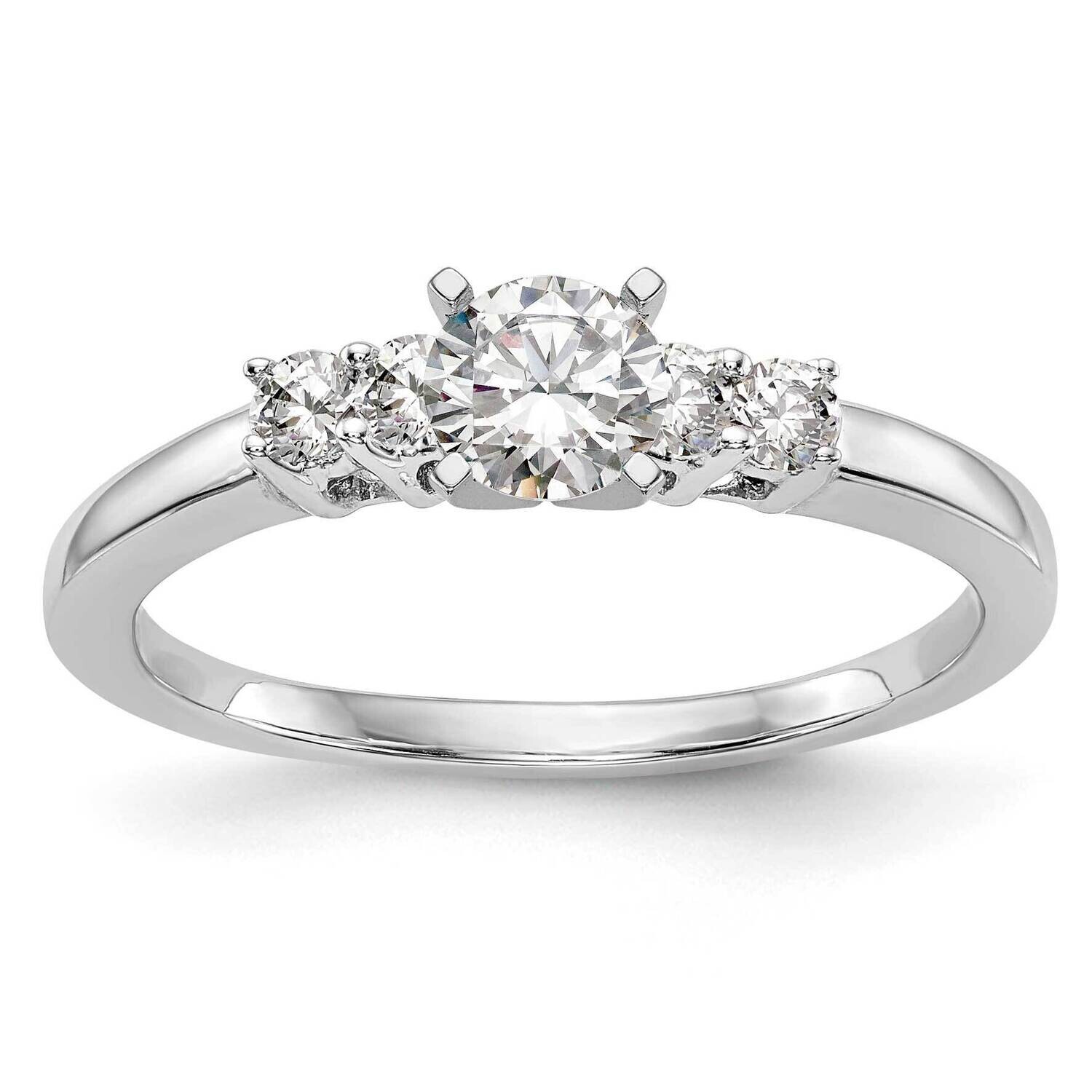 5-Stone Peg Set Center Semi-Mount Diamond Engagement Ring 14k White Gold RM3039E-P/020-WAA