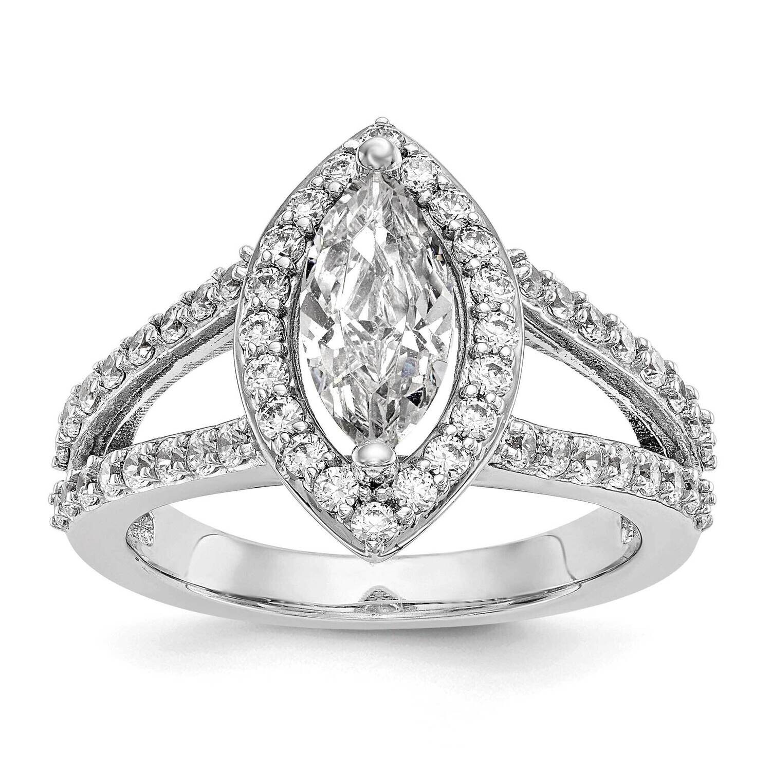 Halo Plus Holds 1 Carat 10X5mm Marquise Center 3/4 Carat Diamond Semi-Mount Engagement Ring 14k Whi…