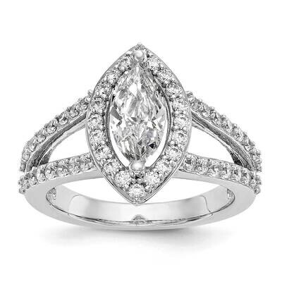 Halo Plus Holds 1 Carat 10X5mm Marquise Center 3/4 Carat Diamond Semi-Mount Engagement Ring 14k Whi…