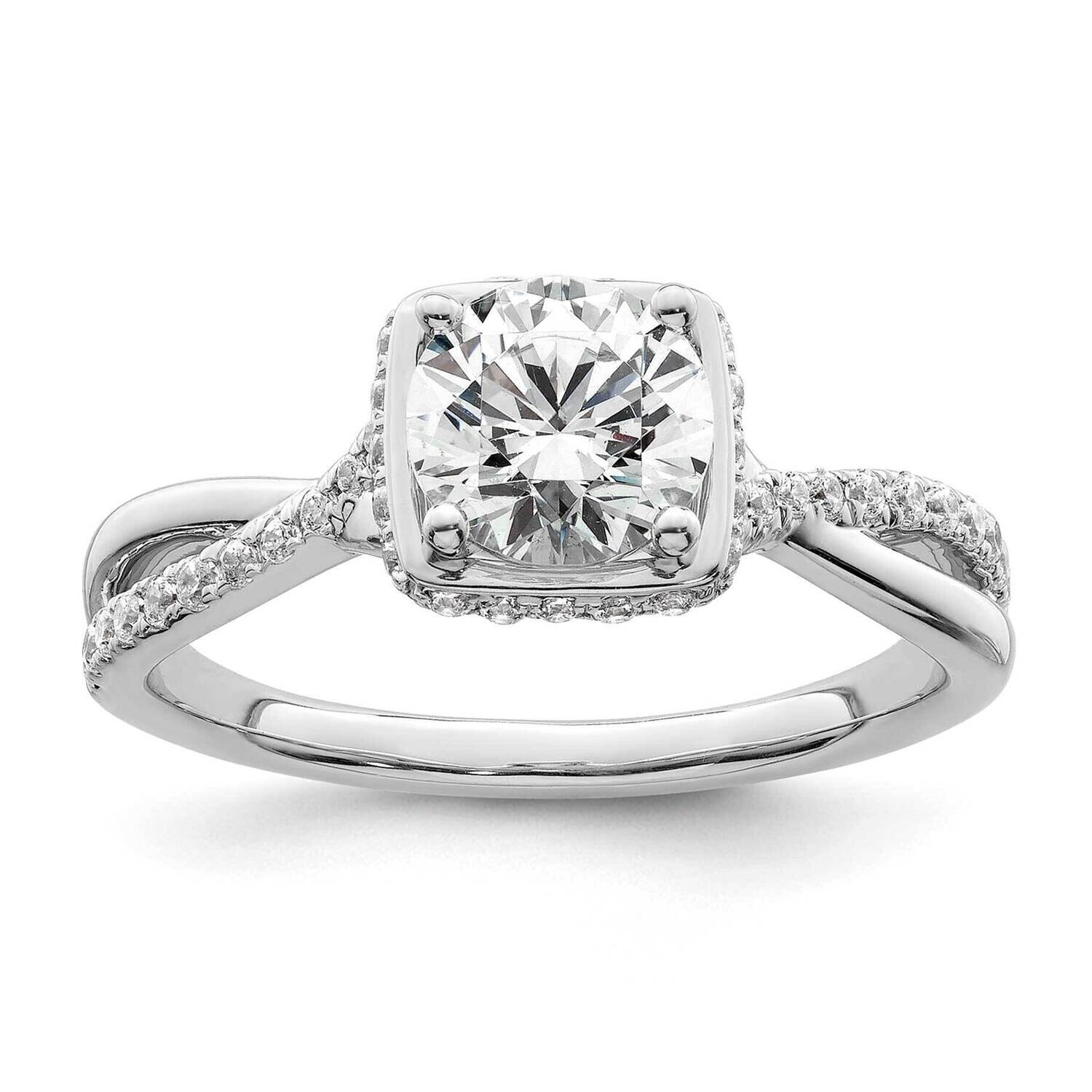 Halo Holds 1 Carat 6.5mm Round Center 1/4 Carat Diamond Semi-Mount Engagement Ring 14k White Gold R…