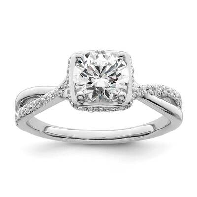 Halo Holds 1 Carat 6.5mm Round Center 1/4 Carat Diamond Semi-Mount Engagement Ring 14k White Gold R…