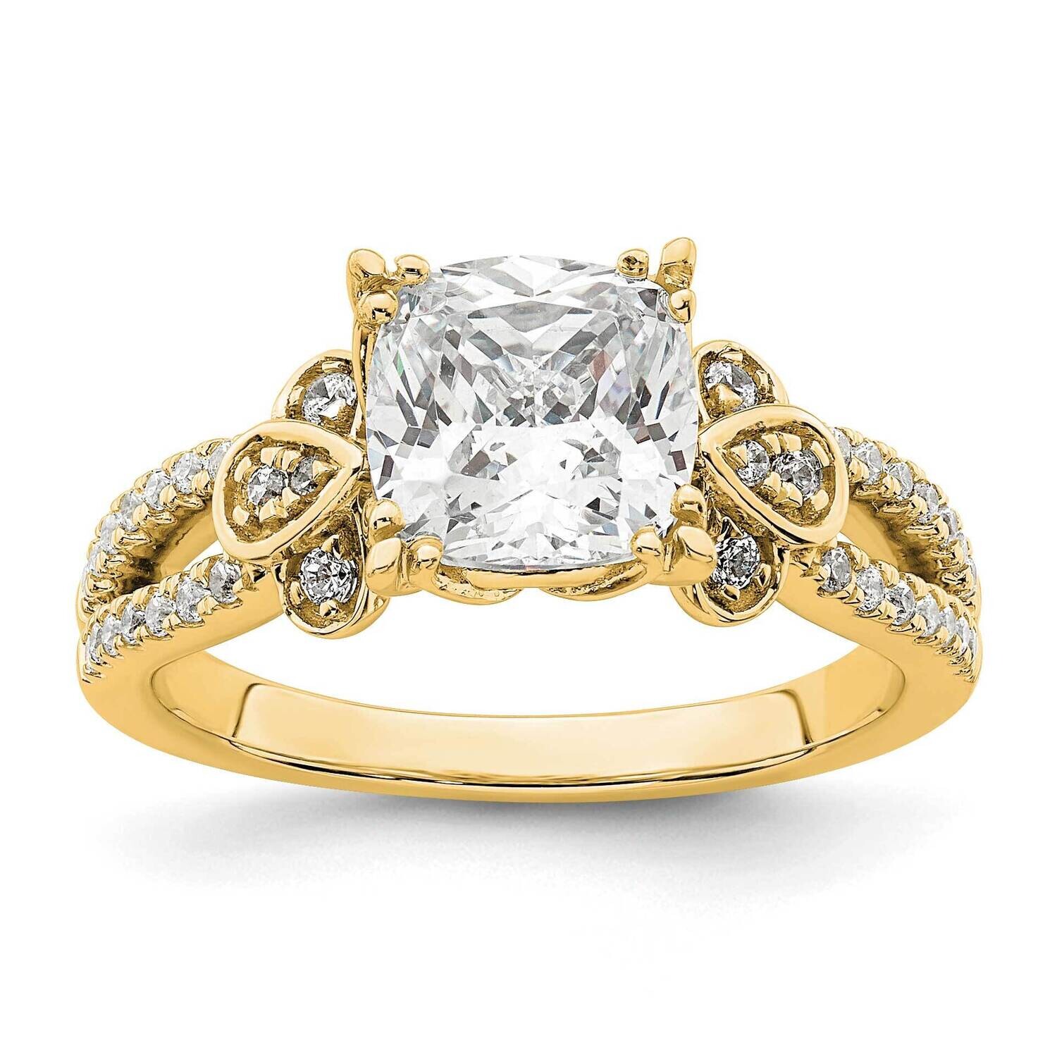 Split Shank Holds 2 Carat 7.6mm Cushion Center 1/4 Carat Diamond Semi-Mount Engagement Ring 14k Gol…