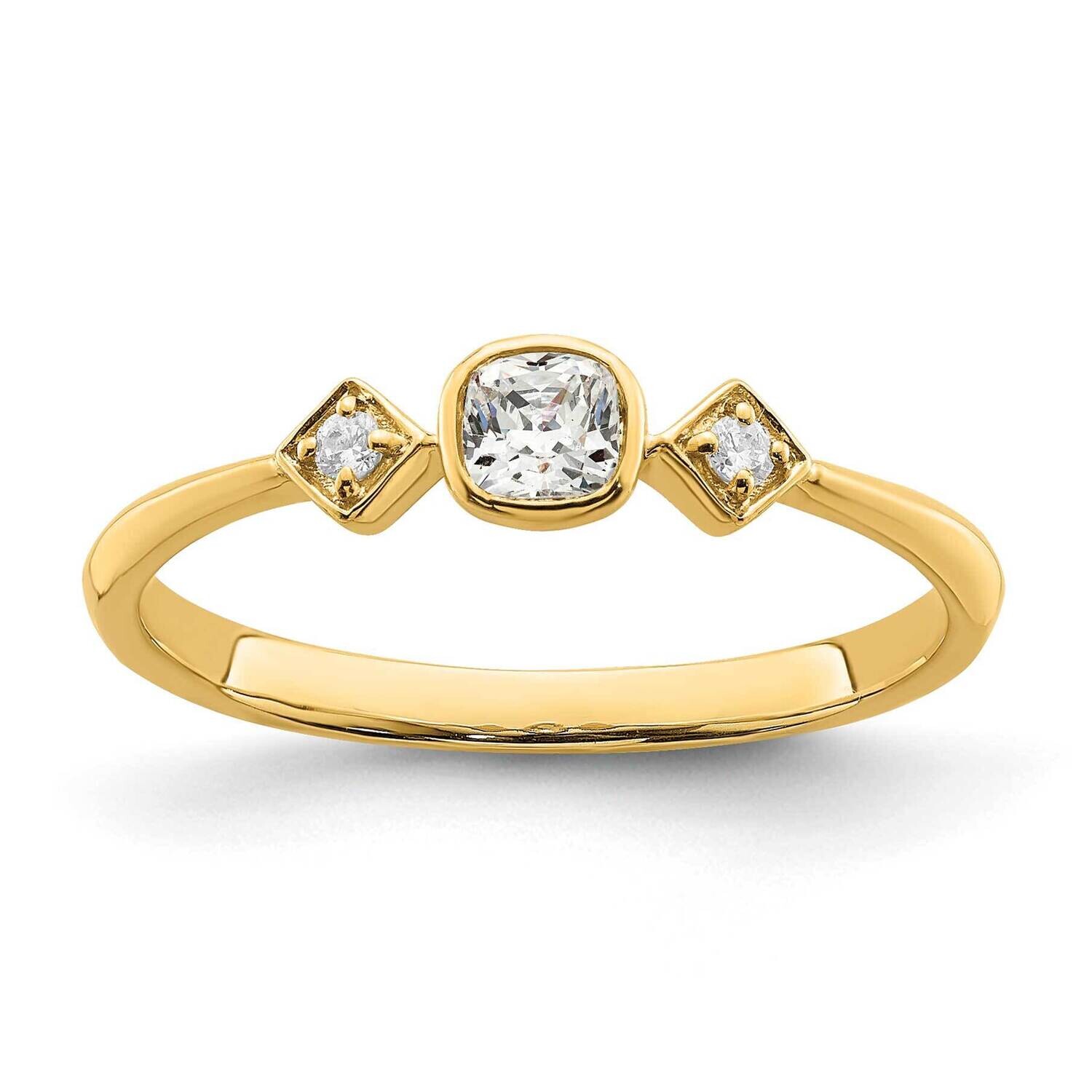 Petite 3-Stone 1/4 Carat Cushion-Cut Diamond Complete Promise/Engagement Ring 14k Gold RM7233E-024-YAA