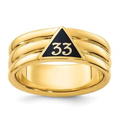 Ibgoodman Men&#39;s Polished Grooved Black Enamel Active 33Rd Degree Masonic Ring 14k Gold B59275-4Y by…