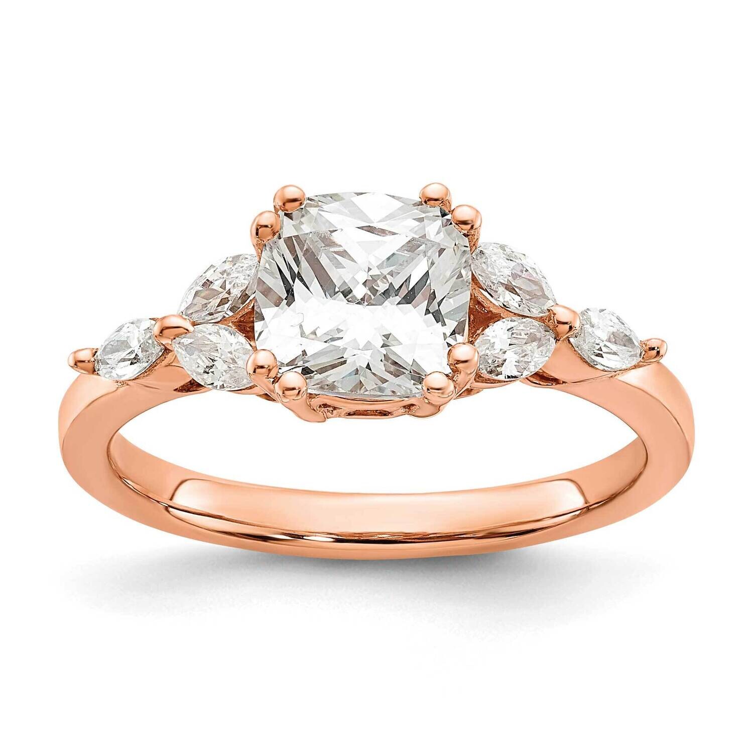 Holds 1.5 Carat 7.00mm Cushion Center 1/5 Carat Marquise Diamond Semi-Mount Engagement Ring 14k Ros…