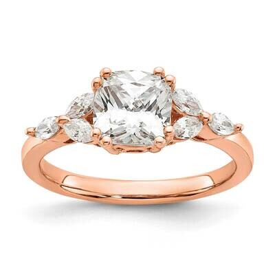 Holds 1.5 Carat 7.00mm Cushion Center 1/5 Carat Marquise Diamond Semi-Mount Engagement Ring 14k Ros…