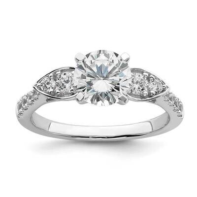 Holds 1.25 Carat 7.00mm Round Center 3/8 Carat Diamond Semi-Mount Engagement Ring 14k White Gold RM…