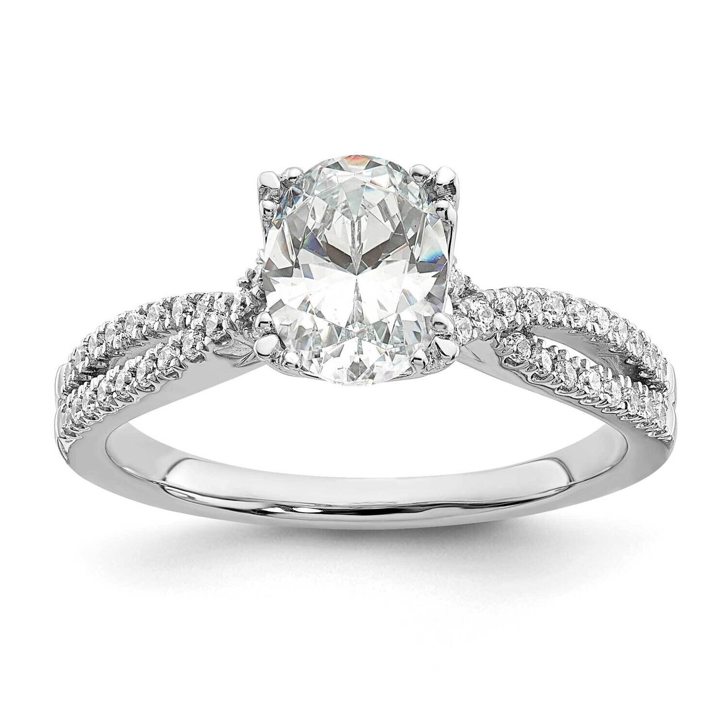 Criss-Cross Holds 1/2 Carat 6.4X4.9mm Oval Center 1/6 Carat Diamond Semi-Mount Engagement Ring 14k …