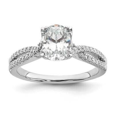 Criss-Cross Holds 1/2 Carat 6.4X4.9mm Oval Center 1/6 Carat Diamond Semi-Mount Engagement Ring 14k …