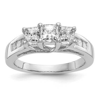 3-Stone Plus Holds 1/3 Carat 3.7mm Princess Center 2-3.2mm Princess Sides Diamond Semi-Mount Engage…