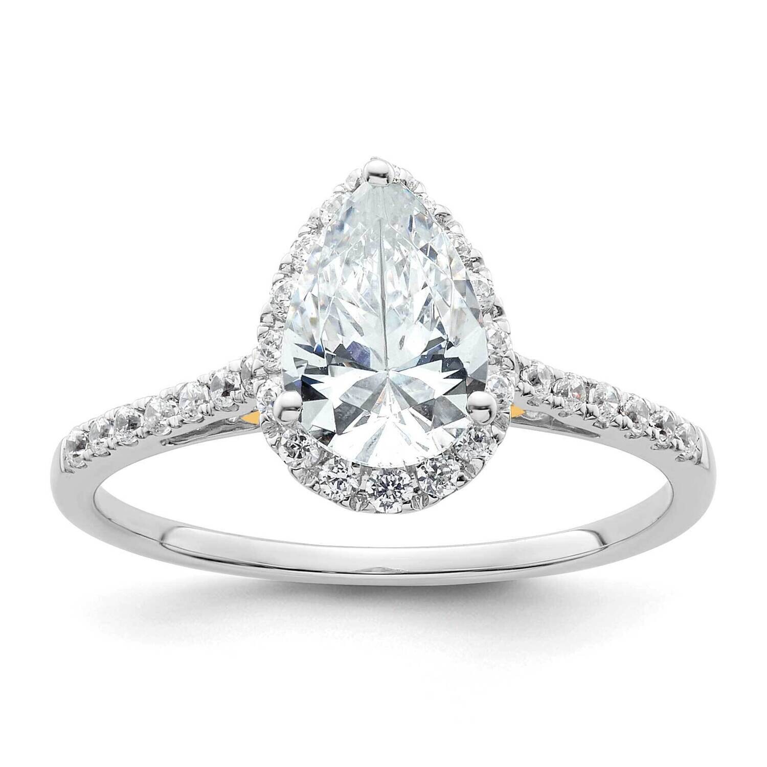 Halo Holds 1.5 Carat 9X6mm Pear Center 1/4 Carat Diamond Semi-Mount Engagement Ring 14k Two-Tone Go…