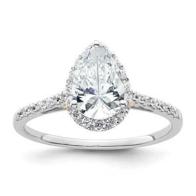 Halo Holds 1.5 Carat 9X6mm Pear Center 1/4 Carat Diamond Semi-Mount Engagement Ring 14k Two-Tone Go…