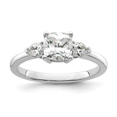 3 Stone Pear/Cushion Semi-Mount Including 2-Pear Side Stones Diamond Ring 14k White Gold RM7793E-10…