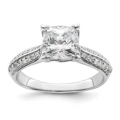 Holds 1.5 Carat 7.00mm Cushion Center 1/4 Carat Diamond Semi-Mount Engagement Ring 14k White Gold R…