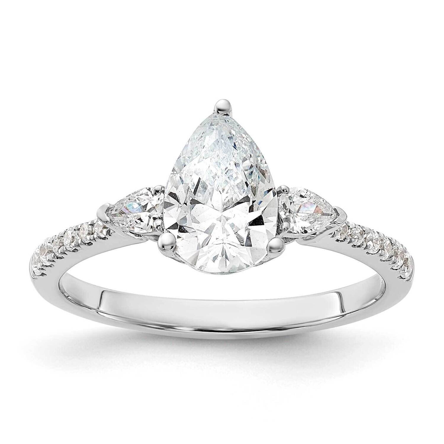 3 Stone Pear/Pear Center Semi-Mount Including 2-Pear Side Stones Diamond Ring 14k White Gold RM7799…