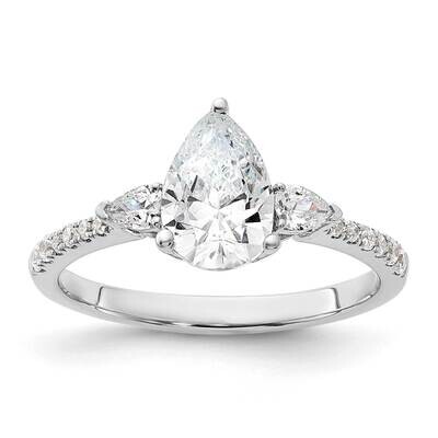 3 Stone Pear/Pear Center Semi-Mount Including 2-Pear Side Stones Diamond Ring 14k White Gold RM7799…