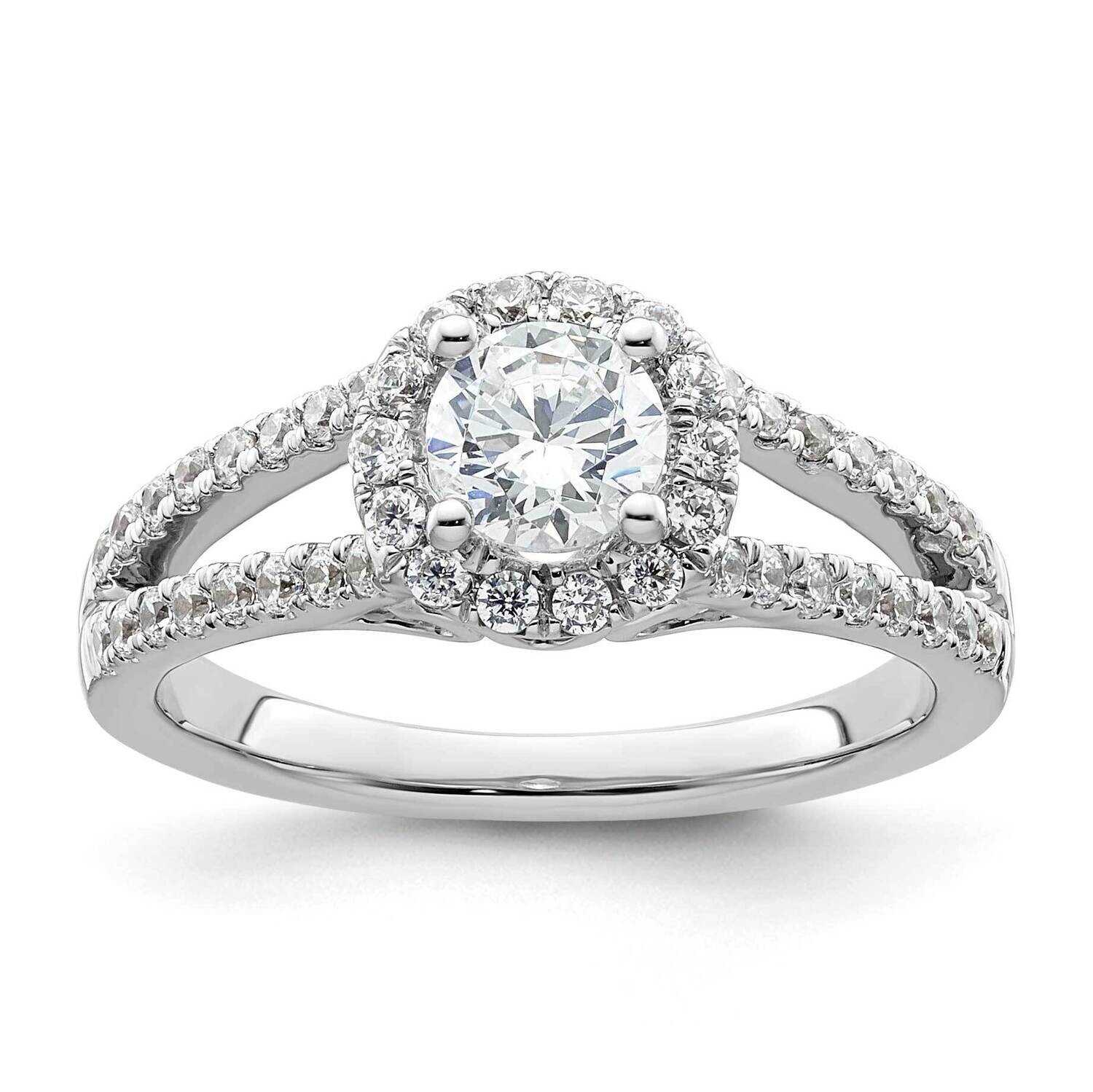 Halo Plus Holds 1/2 Carat 5.1mm Round Center 1/2 Carat Diamond Semi-Mount Engagement Ring 14k White…