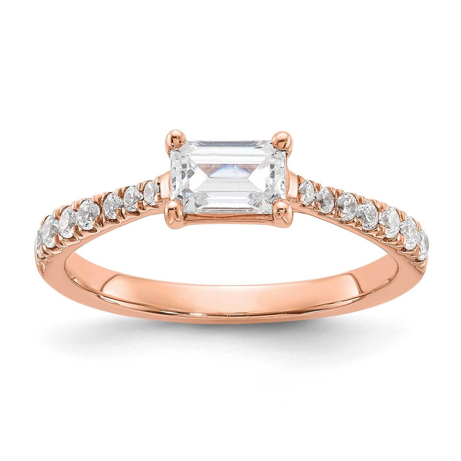 East West Holds 3/4 Carat 6.1X4.5mm Emerald-Cut Center 1/4 Carat Diamond Semi-Mount Engagement Ring…