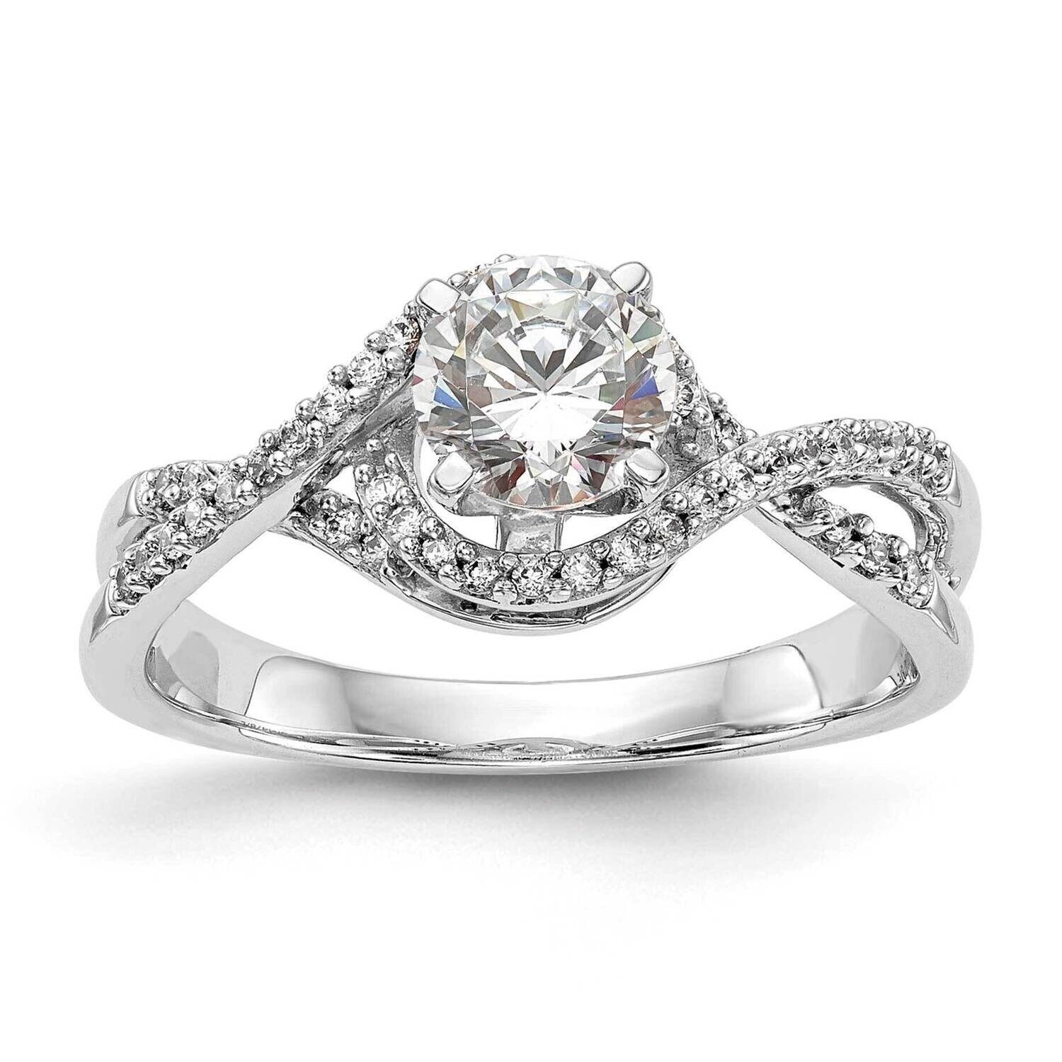 Criss-Cross Peg Set 1/6 Carat Diamond Semi-Mount Engagement Ring 14k White Gold RM2540E-016-WAA, MP…