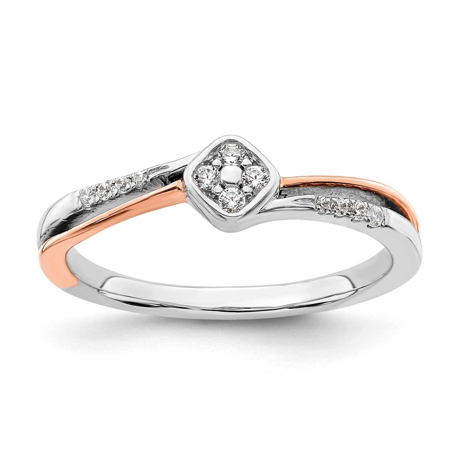 First Promise Rose Gold Square Cluster 1/10 Carat Round Diamond Complete Promise/Engagement Ring 14k White Gold RM8864E-009-CWRAA