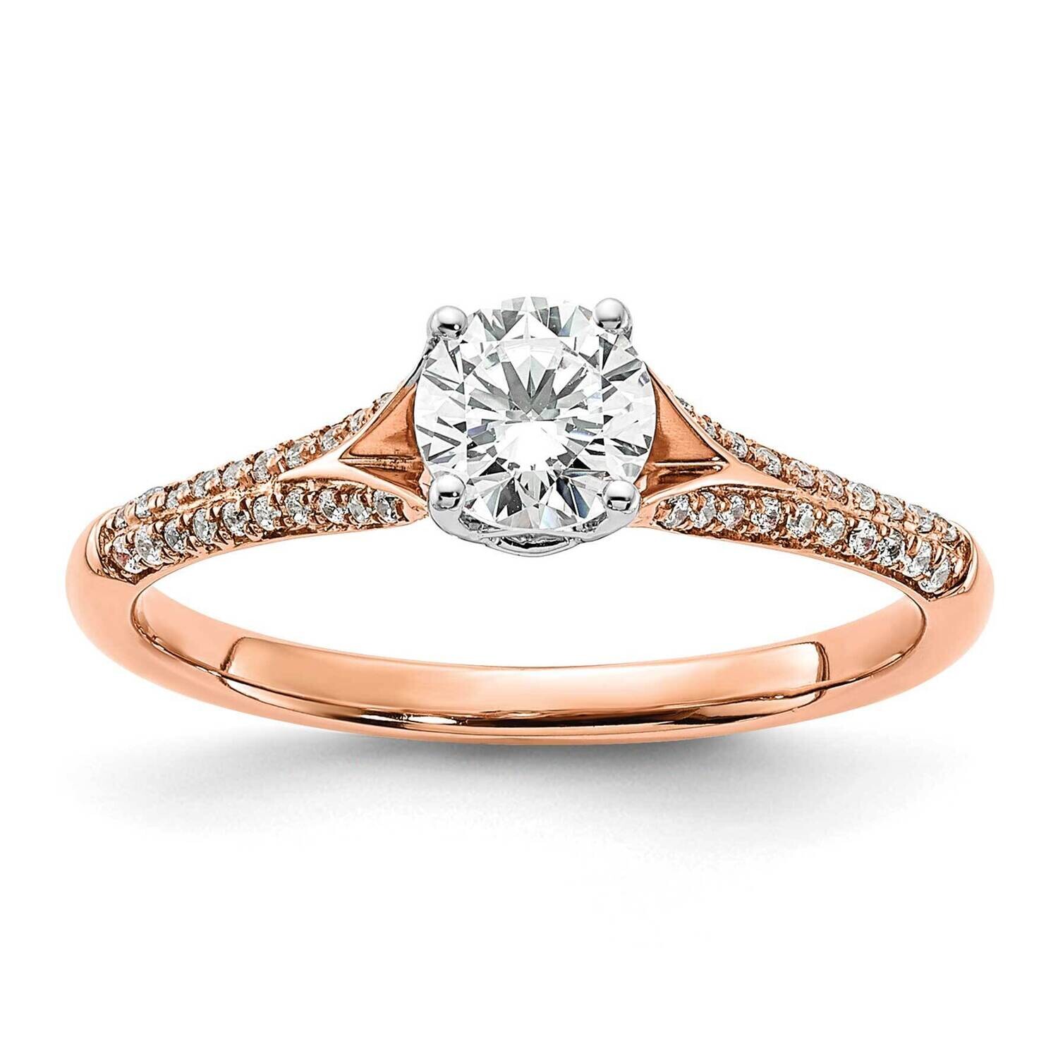 Rose Gold Holds 1/2 Carat 5.2mm Round Center 1/8 Carat Diamond Semi-Mount Engagment Ring 14k White …