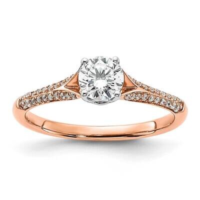 Rose Gold Holds 1/2 Carat 5.2mm Round Center 1/8 Carat Diamond Semi-Mount Engagment Ring 14k White …
