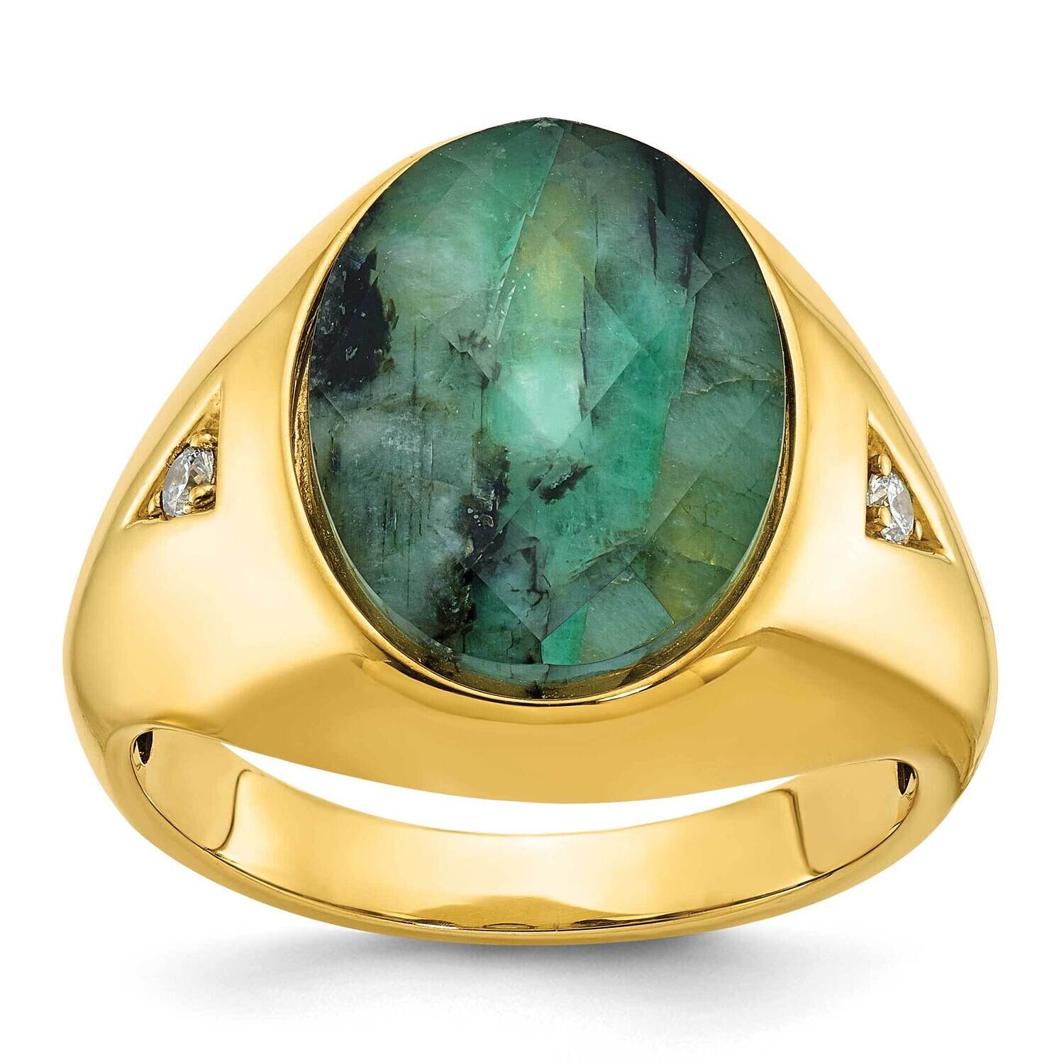 Ibgoodman Men's Oval Emerald Doublet Stone Diamond Complete Ring 10k Gold B52139-0YE/A