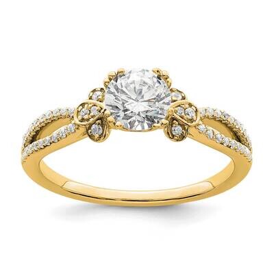 Split Shank Holds 3/4 Carat 5.8mm Round Center 1/6 Carat Diamond Semi-Mount Engagement Ring 14k Gol…