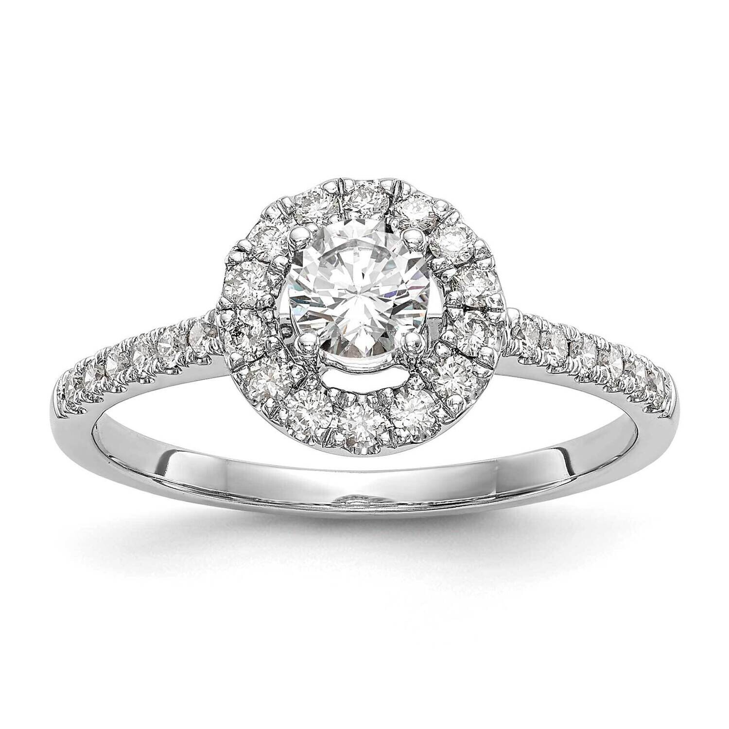 Halo Holds 1/3 Carat 4.5mm Round Center 1/3 Carat Diamond Semi-Mount Engagement Ring 14k White Gold…