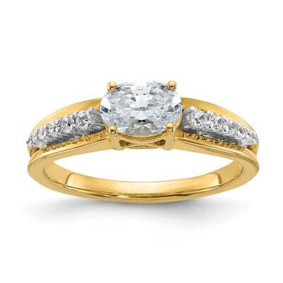 East West Holds 3/4 Carat 7.1X5.4mm Oval Center 1/8 Carat Diamond Semi-Mount Engagement Ring 14k Tw…