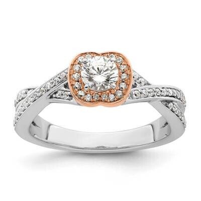 Rose Gold Halo Plus 5/8 Carat Diamond Complete Engagement Ring 14k White Gold RM8860E-033-CWRAA, MP…