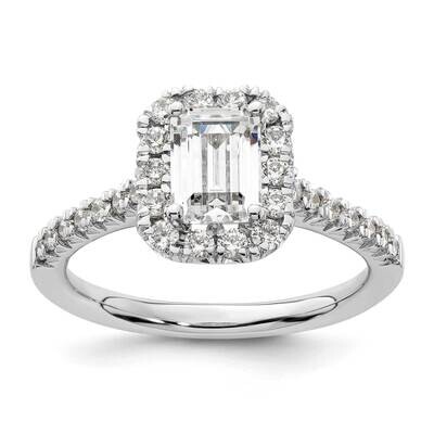 Halo Holds 1.25 Carat 6.8X5.2mm Emerald-Cut Center 1/2 Carat Diamond Semi-Mount Engagement Ring 14k…