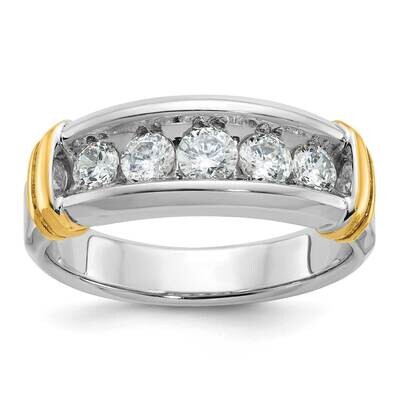 Ibgoodman Men&#39;s Polished Grooved 5-Stone Ring Mounting 14k Two-Tone Gold B58266-4WY by IBGoodman, M…