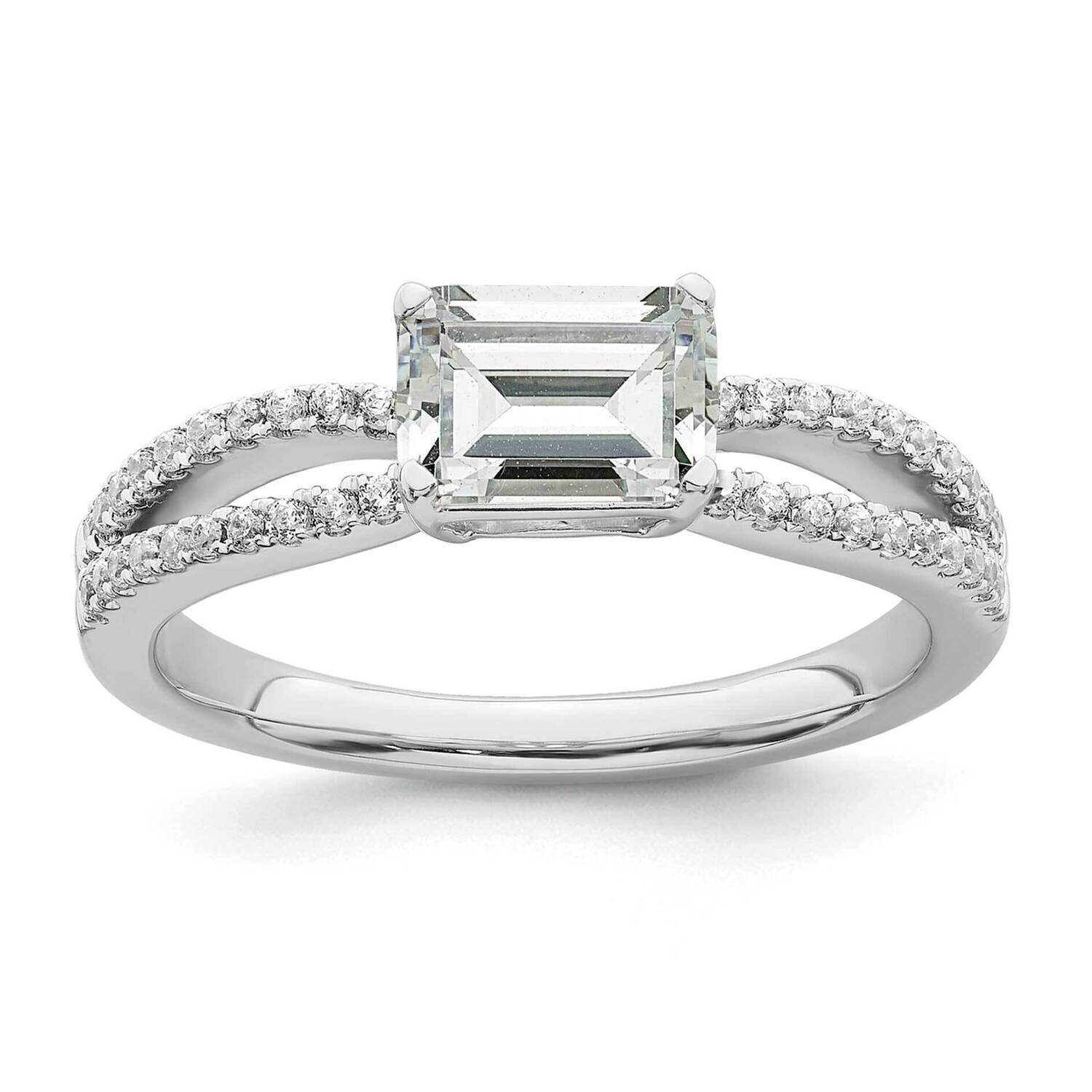 East West Holds 3/4 Carat 6.1X4.5mm Emerald-Cut Center 1/6 Carat Diamond Semi-Mount Engagement Ring…