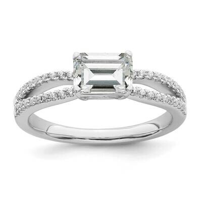 East West Holds 3/4 Carat 6.1X4.5mm Emerald-Cut Center 1/6 Carat Diamond Semi-Mount Engagement Ring…