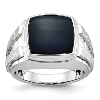 Ibgoodman Men&#39;s Polished Satin Onyx Complete Ring 14k White Gold B52074-4WOX by IBGoodman, MPN: B52…
