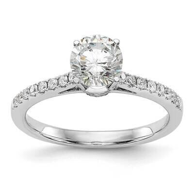 Holds 1/2 Carat 5.00mm Round Center 1/5 Carat Diamond Semi-Mount Engagement Ring 14k White Gold RM2…