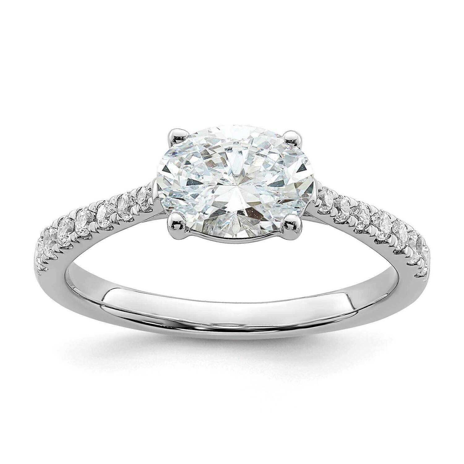 East West Holds 3/4 Carat 7.1X5.4mm Oval Center 1/4 Carat Diamond Semi-Mount Engagement Ring 14k Wh…