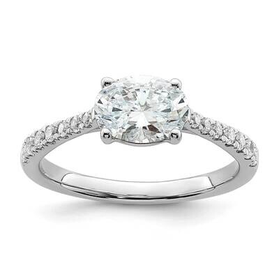 East West Holds 3/4 Carat 7.1X5.4mm Oval Center 1/4 Carat Diamond Semi-Mount Engagement Ring 14k Wh…